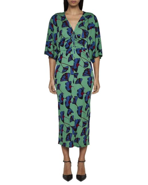 Diane von Furstenberg Green Valerie Print Viscose Dress