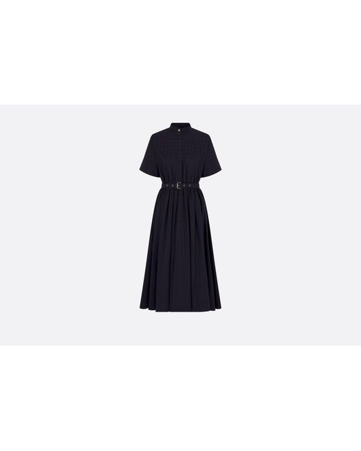 Dior Black Macrocannage Midi Dress With Belt