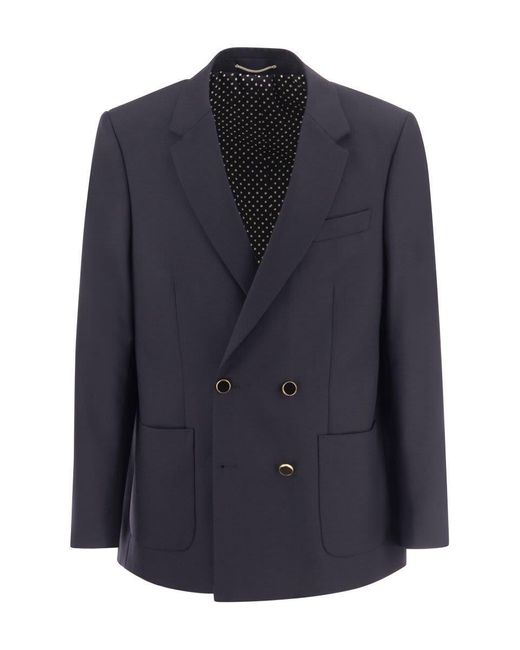 PT Torino Blue Double-breasted Jacket In Wool Blend for men