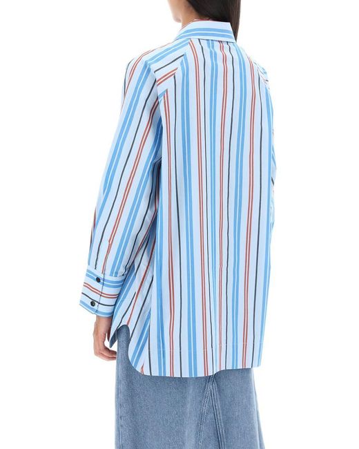 Ganni Blue Oversized Striped Shirt