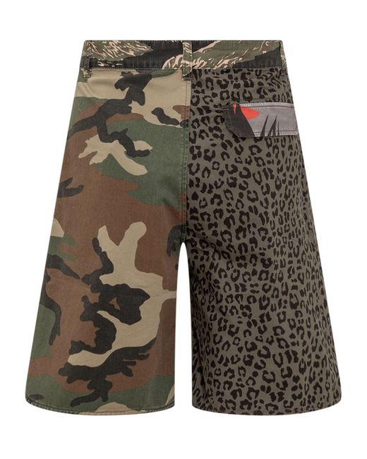 Palm Angels Green Shorts With Patterns for men