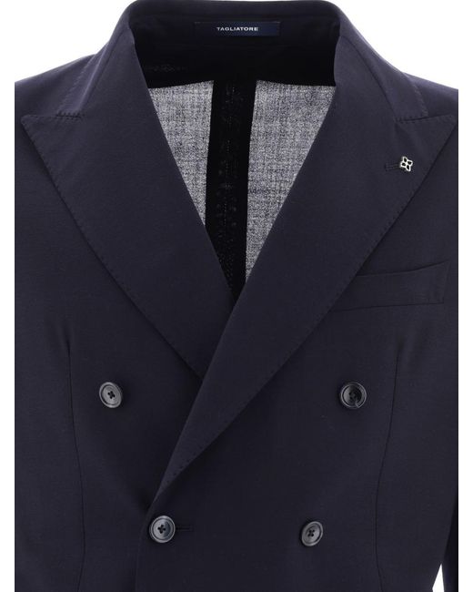 Tagliatore Blue Wool-Blend Suit for men