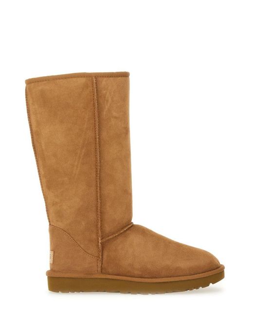 Ugg Brown Classic Tall Boots With Suede-Like Exterior