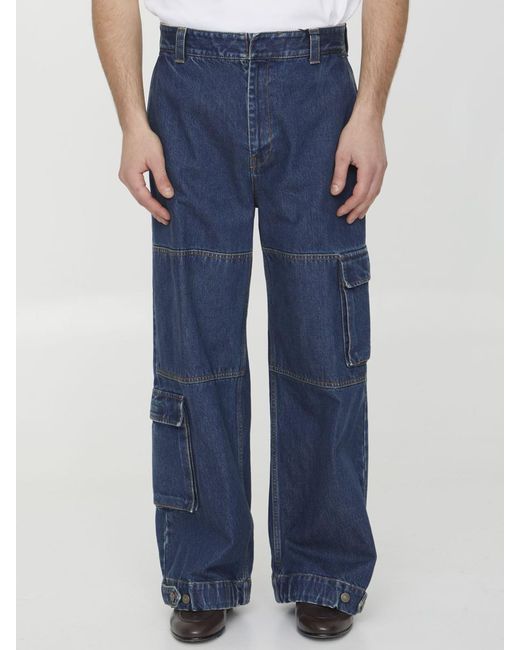 Gucci Blue Cargo Jeans In Denim for men