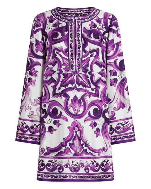 Dolce & Gabbana Purple Silk Dress