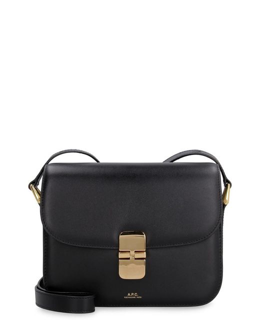A.P.C. Black Smooth Leather Crossbody Bag For