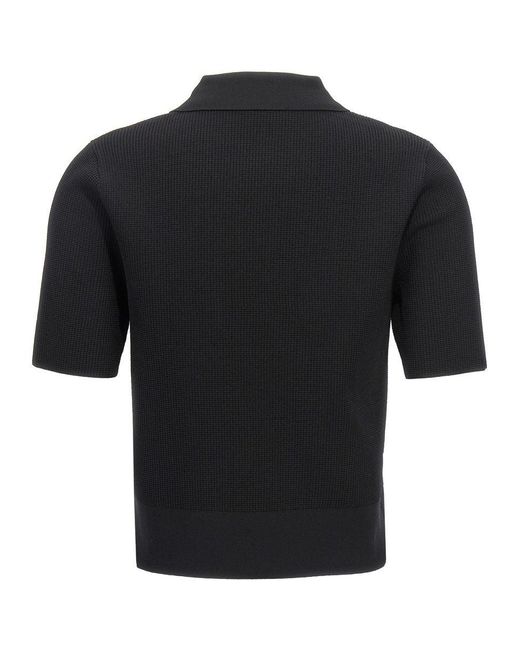 Tory Burch Black Logo Embroidery Knitted Shirt Polo