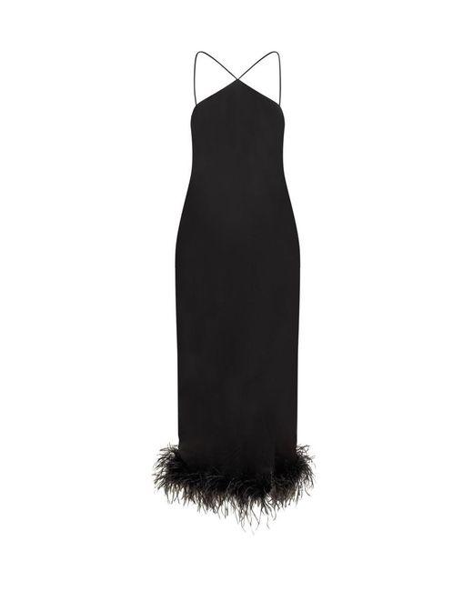 De La Vali Black Dress With Feathers