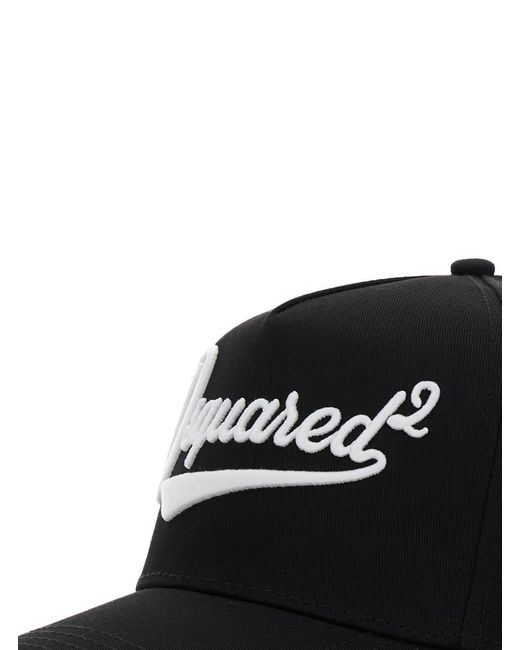 DSquared² Black Baseball Cap With Maxi Logo Lettering On The Front for men