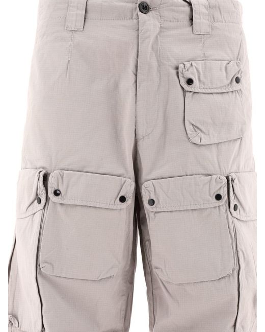 C P Company Gray "Rip-Stop" Cargo Trousers for men