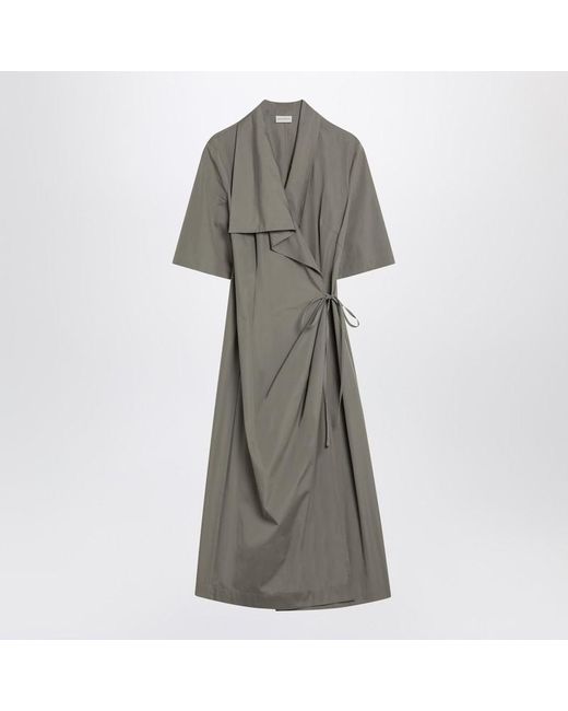 Dries Van Noten Gray Draped Midi Dress