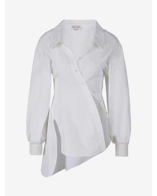 Alexander McQueen White Asymmetric Poplin Shirt
