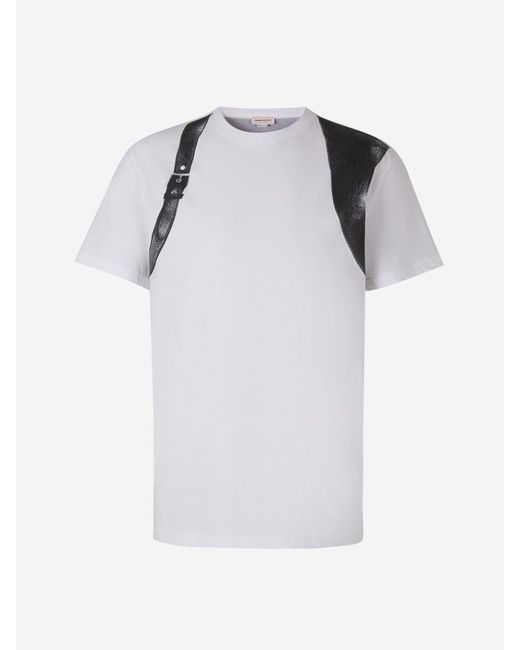 Alexander McQueen White Harness Graphic T-shirt for men