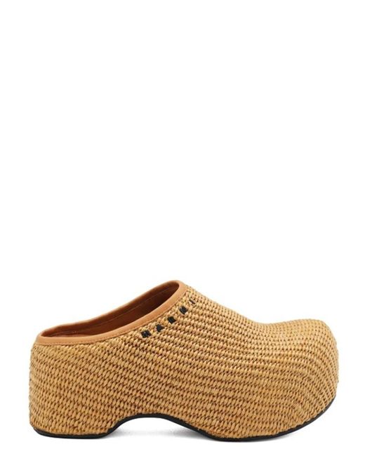 Marni Brown Woven Clogs