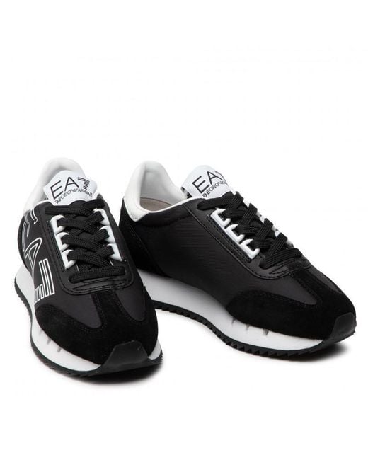 EA7 Black Emporio Armani Logo Trainers for men