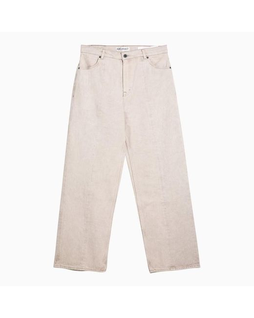 Our Legacy White Ghost Attic Wide Denim Trousers for men