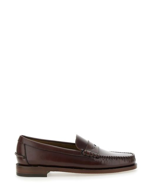 Sebago Brown 'Classic Dan' Loafers With Raised Stitching And Low Heel for men