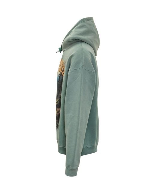 DSquared² Green Hoodie With Heritage Print for men