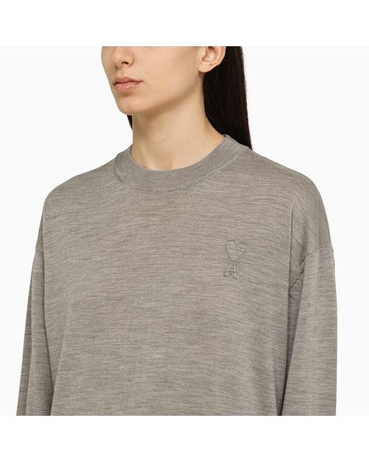 AMI Gray Grey Wool Ami De Coeur Sweater