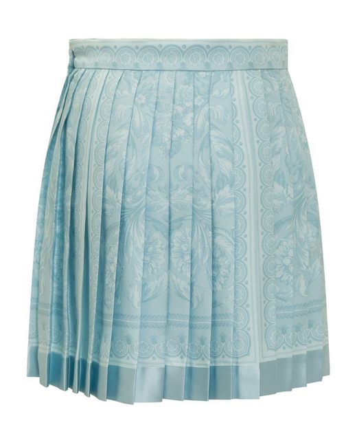 Versace Blue Silk Twill Skirt