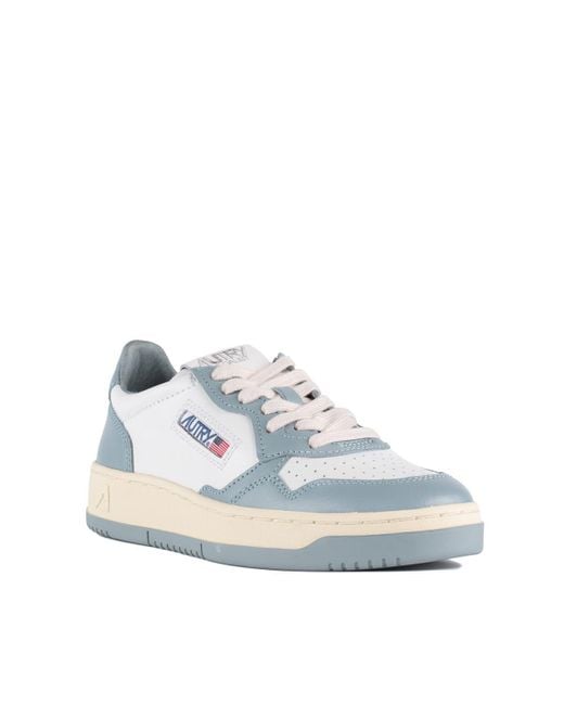 Autry Blue Medalist Low Two-Tone And Leather Sneakers