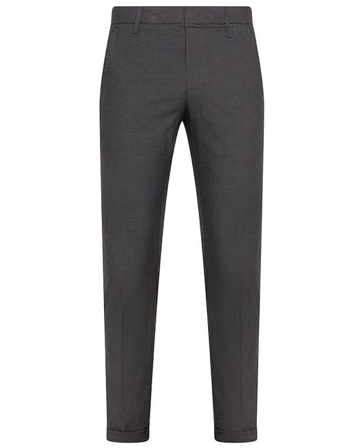 Dondup Gray Slim Fit Cotton Chino Gaubert Trousers for men