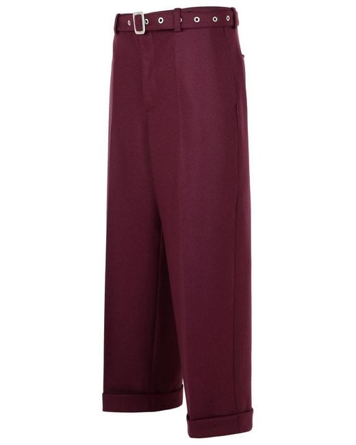 Jil Sander Purple Wine Wool Pants for men
