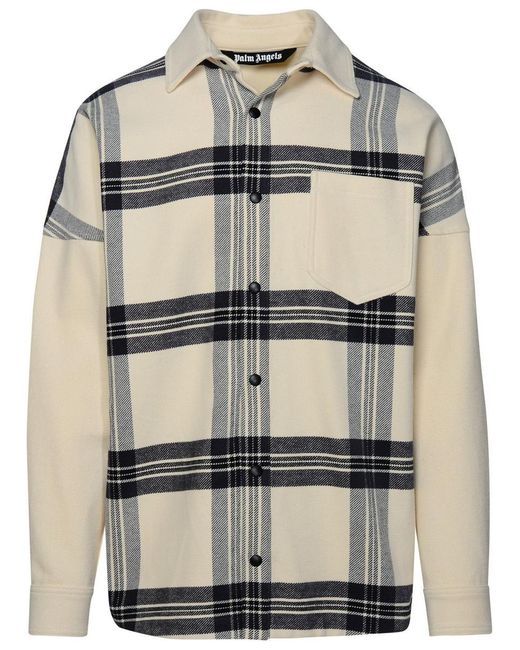 Palm Angels Gray Ivory Cotton Shirt for men