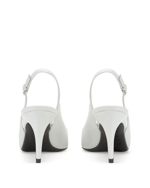 Sergio Rossi White Patent Leather Toe Slingback Shoes