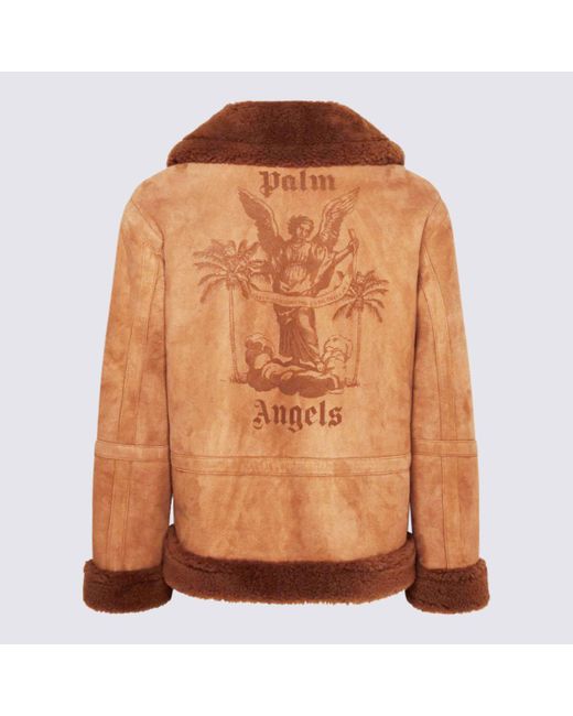 Palm Angels Brown Wool Suede Jacket for men