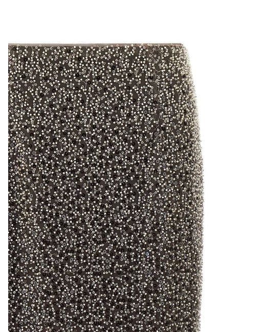 ROTATE BIRGER CHRISTENSEN Gray 'Beaded Maxi' Skirt