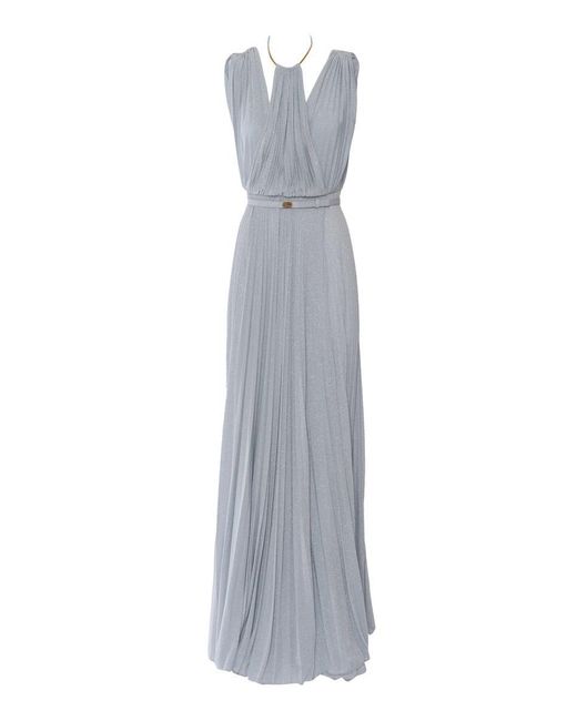 Elisabetta Franchi White Flowing Evening Dress