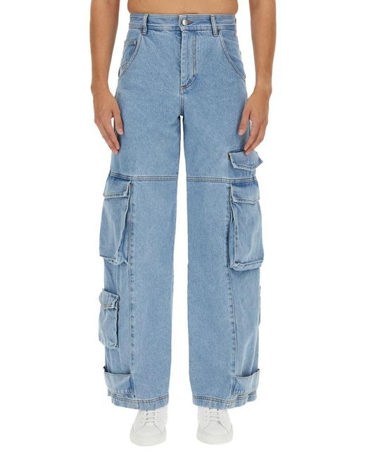 Gcds Blue Cargo Jeans for men