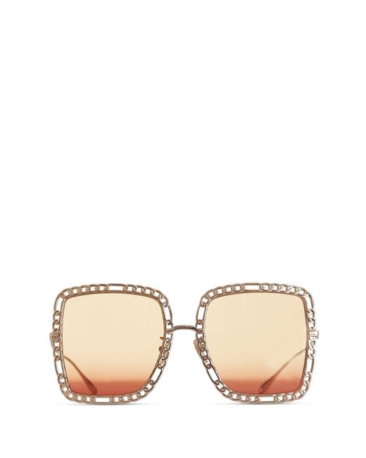 Gucci Eyewear Oversize-frame Charm-detail Sunglasses in Natural - Lyst