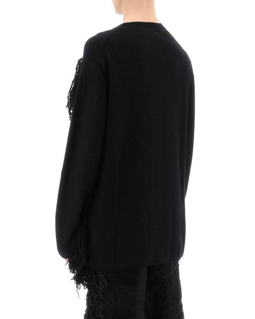 Comme des Garçons Black Wool Sweater With Fringes for men