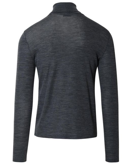 Saint Laurent Blue Grey Wool Turtleneck Sweater for men