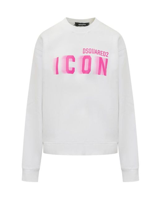 DSquared² White Icon Collection Icon Blur Fit Sweatshirt