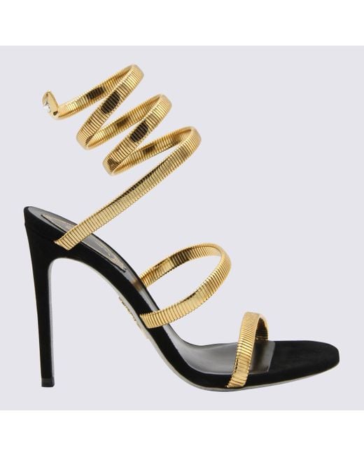 Rene Caovilla Metallic Black And Gold Juniper Sandals