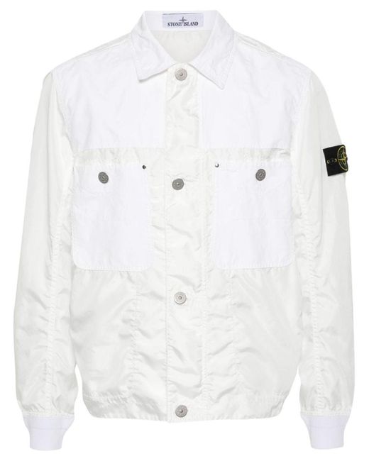 Stone Island White Compass-Badge Lightweight Jacket for men