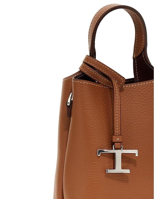 Tod's Brown Timeless Logo Plaque Mini Tote Handbag