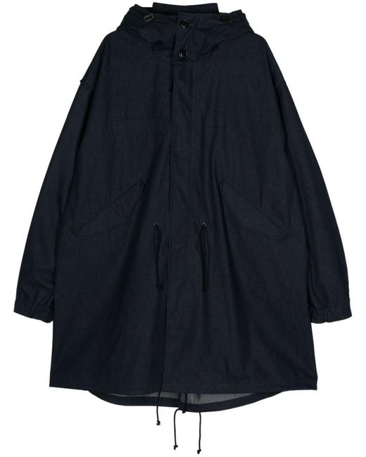 Junya Watanabe Blue Hooded Parka Coat for men
