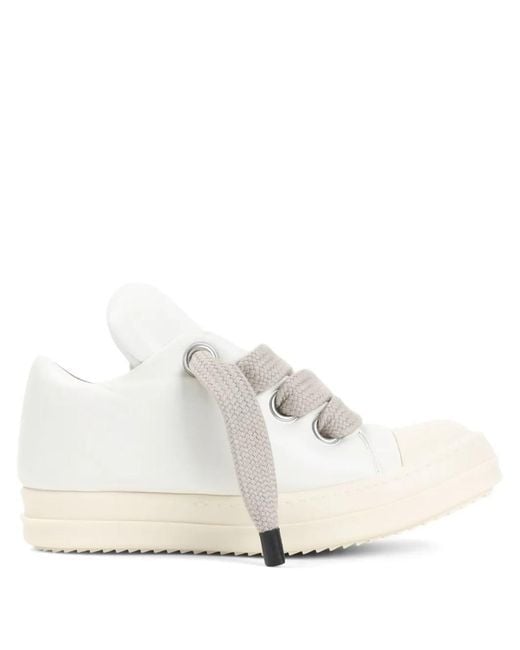 Rick Owens White Leather Sneakers