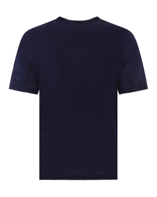 Brunello Cucinelli Blue "Faux Layering" T-Shirt for men