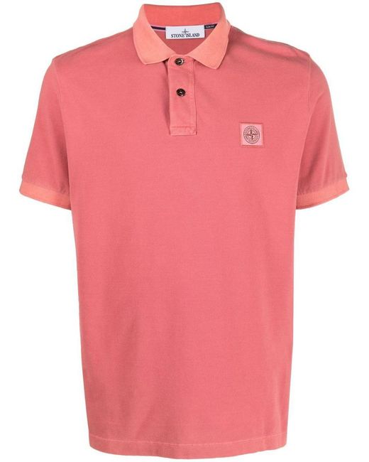 Stone Island Pink Cyclamen Pigment Dyed Slim Fit Polo Shirt for men