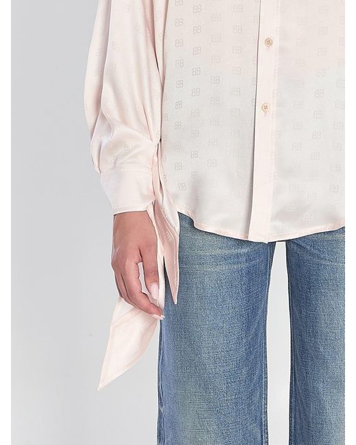 Balenciaga White Silk Shirt With Knotted Cuffs