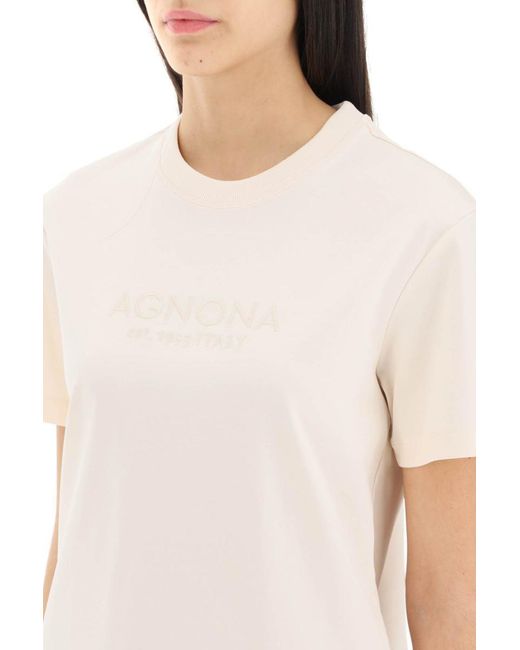Agnona White T-shirt With Embroidered Logo