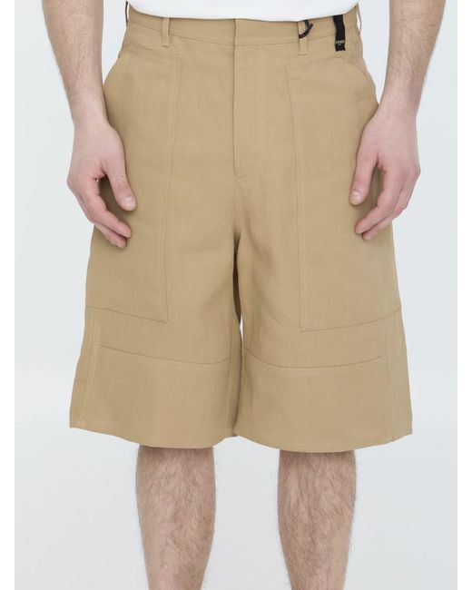 Fendi Natural Canvas Bermuda Shorts for men