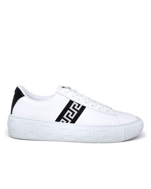 Versace White Leather Greca Sneakers for Men | Lyst