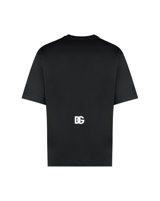 Dolce & Gabbana Black Cotton Crew-neck T-shirt for men