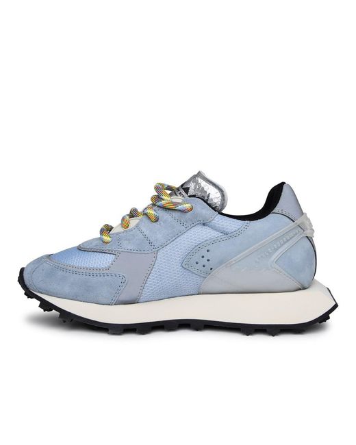 RUN OF Light Blue Suede Blend Sneakers